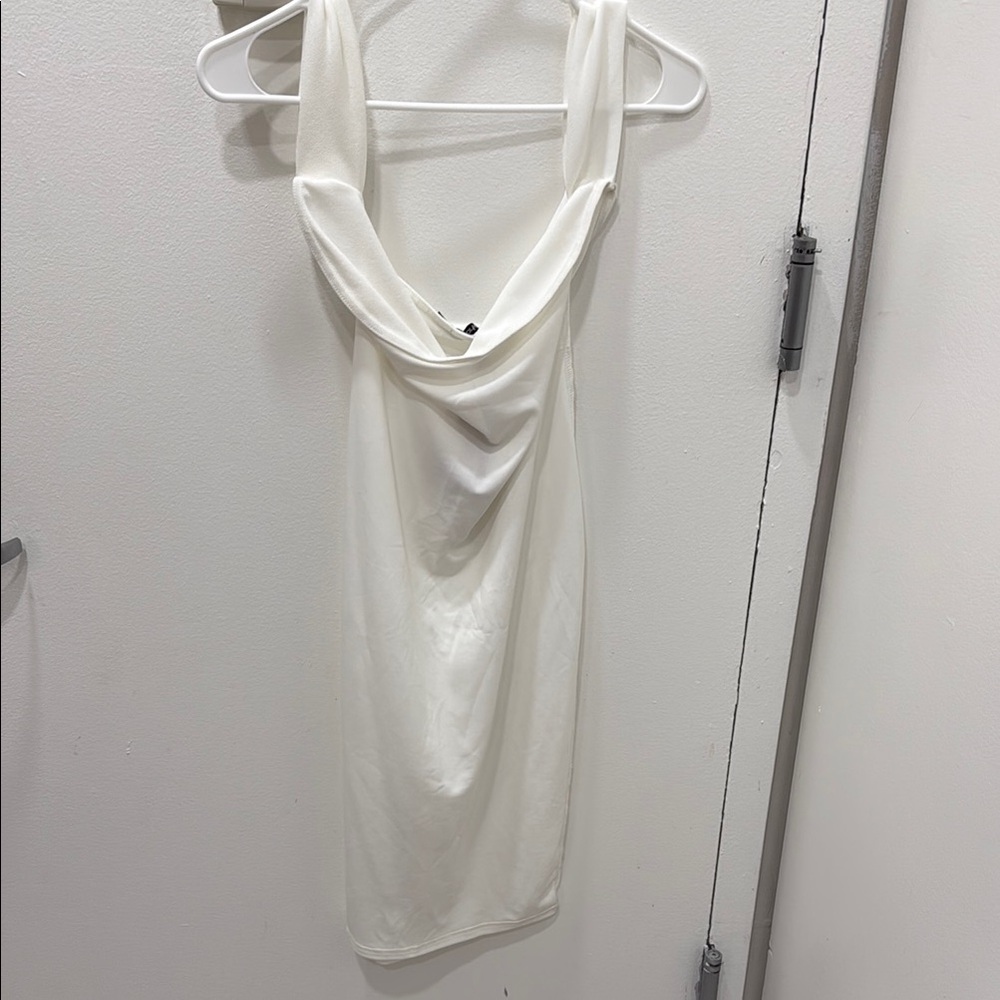 Boohoo White Sleeveless Cowl Neck Slip Dress